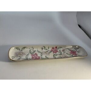 Vintage OTAGIRI Olive Or Sushi That Desk Vanity Prima Floral‎ Japan Gold Trim